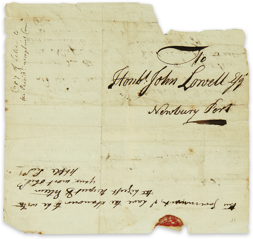 (AMERICAN REVOLUTION.) Papers of Judge John Lowell, delegate to the Continental Congress and patriarch of the Lowell family.